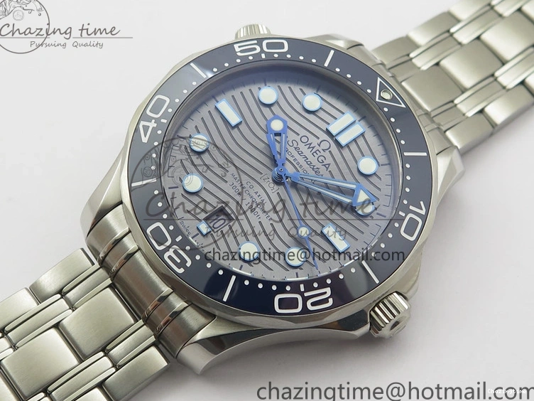 0401 Seamaster Diver 300M ORF 1:1 Best Edition Blue Ceramic Gray Dial on SS Bracelet A HighQuality 7867